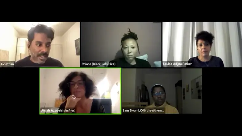 Screenshot of the panellists in their online discussion.